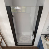 waterpar 30 to 32 in. W x 72 in. H Pivot Swing Frameless Shower Door in Black with Clear Glass
