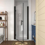 waterpar 30 to 32 in. W x 72 in. H Pivot Swing Frameless Shower Door in Black with Clear Glass