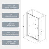 waterpar 38 in. to 42 in. W x 71 in. H Framed Pivot Shower Door in Black with Clear Glass