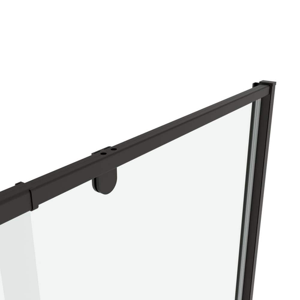 waterpar 38 in. to 42 in. W x 71 in. H Framed Pivot Shower Door in Black with Clear Glass