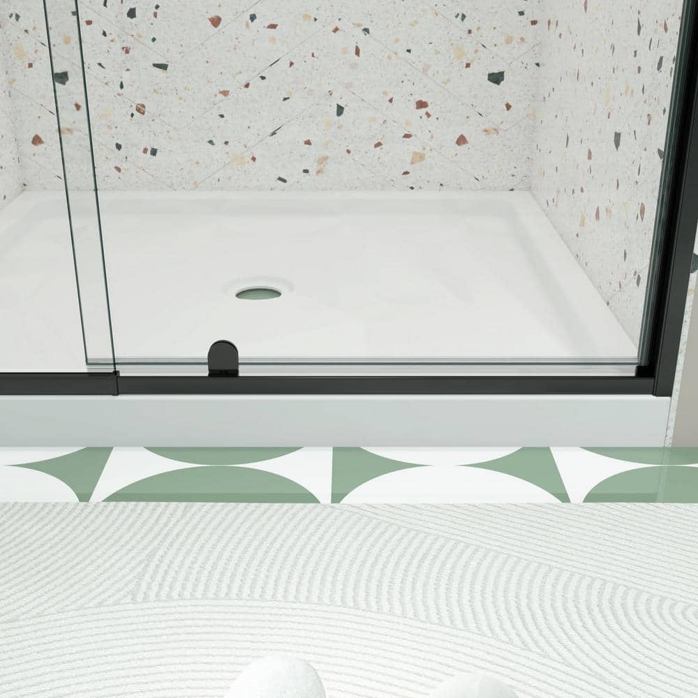 waterpar 38 in. to 42 in. W x 71 in. H Framed Pivot Shower Door in Black with Clear Glass