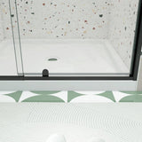 waterpar 38 in. to 42 in. W x 71 in. H Framed Pivot Shower Door in Black with Clear Glass