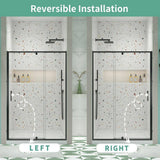 waterpar 56 in. to 60 in. W x 71 in. H Framed Pivot Shower Door in Black with Clear Glass
