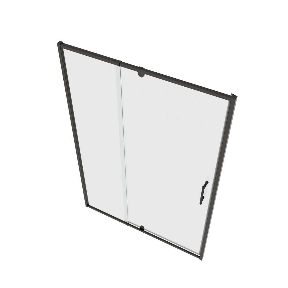 waterpar 56 in. to 60 in. W x 71 in. H Framed Pivot Shower Door in Black with Clear Glass