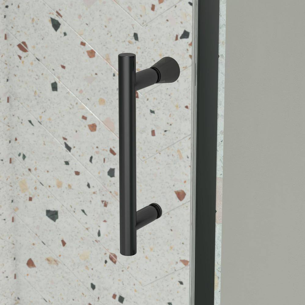 waterpar 56 in. to 60 in. W x 71 in. H Framed Pivot Shower Door in Black with Clear Glass