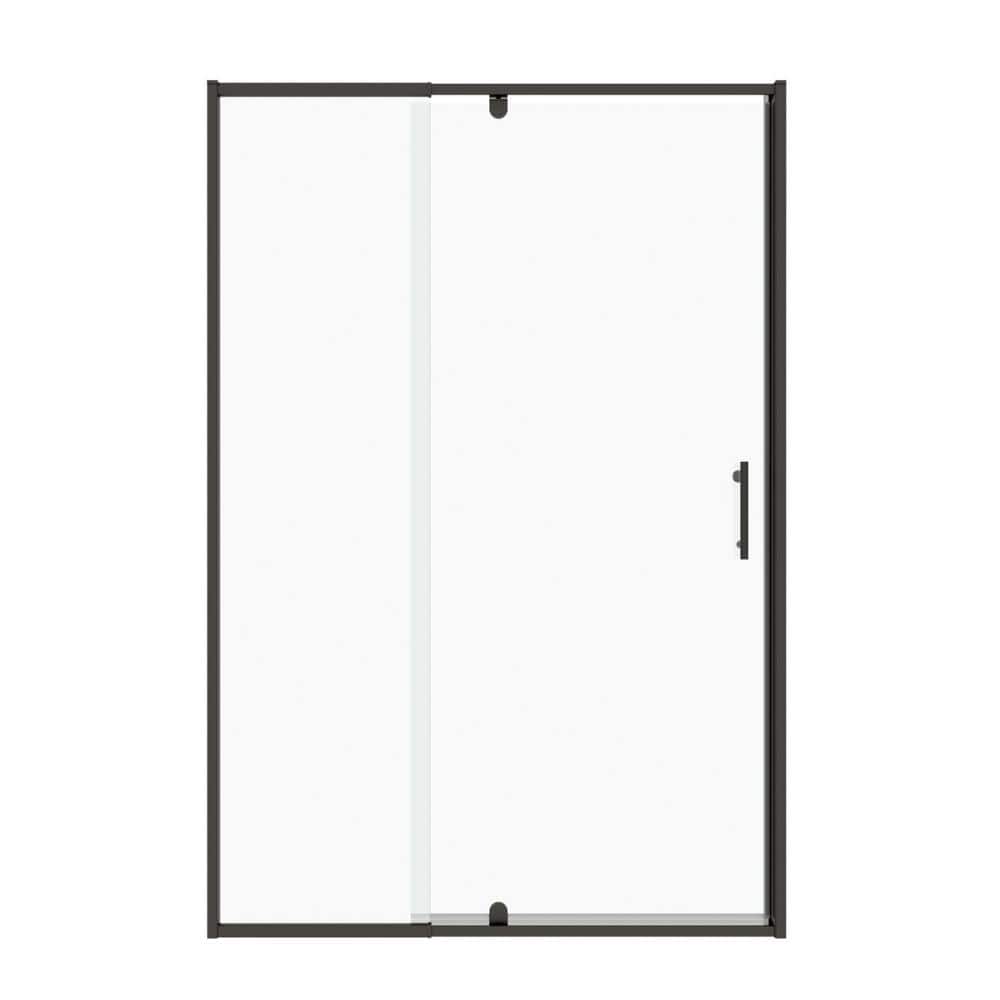 waterpar 56 in. to 60 in. W x 71 in. H Framed Pivot Shower Door in Black with Clear Glass
