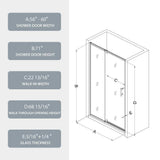 waterpar 56 in. to 60 in. W x 71 in. H Framed Pivot Shower Door in Black with Clear Glass