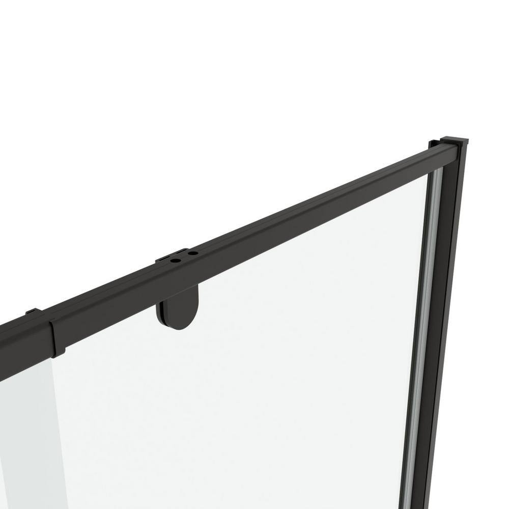 waterpar 56 in. to 60 in. W x 71 in. H Framed Pivot Shower Door in Black with Clear Glass