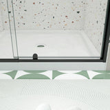 waterpar 56 in. to 60 in. W x 71 in. H Framed Pivot Shower Door in Black with Clear Glass
