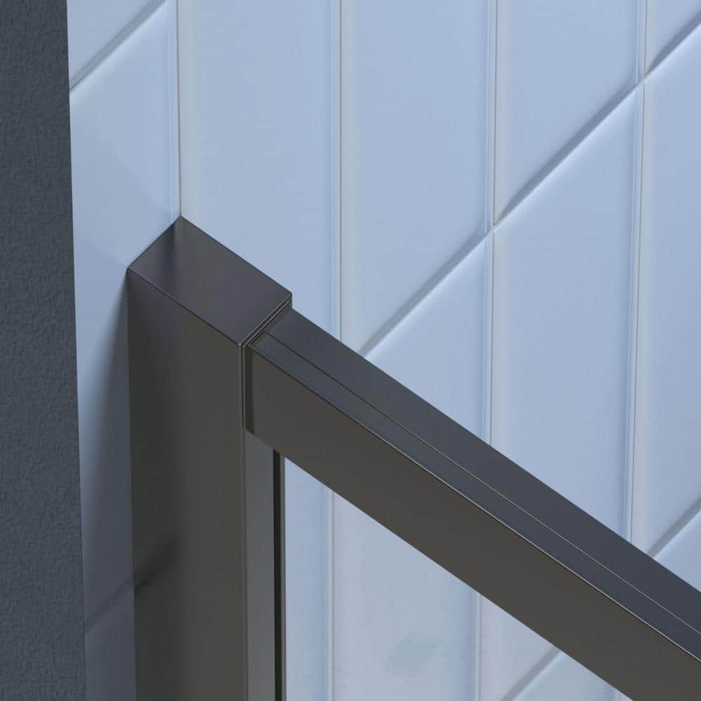 waterpar 34.63 in. W x 72 in. H Neo Angle Sliding Frame Corner Shower Enclosure in Matte Black