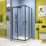 waterpar 34.63 in. W x 72 in. H Neo Angle Sliding Frame Corner Shower Enclosure in Matte Black