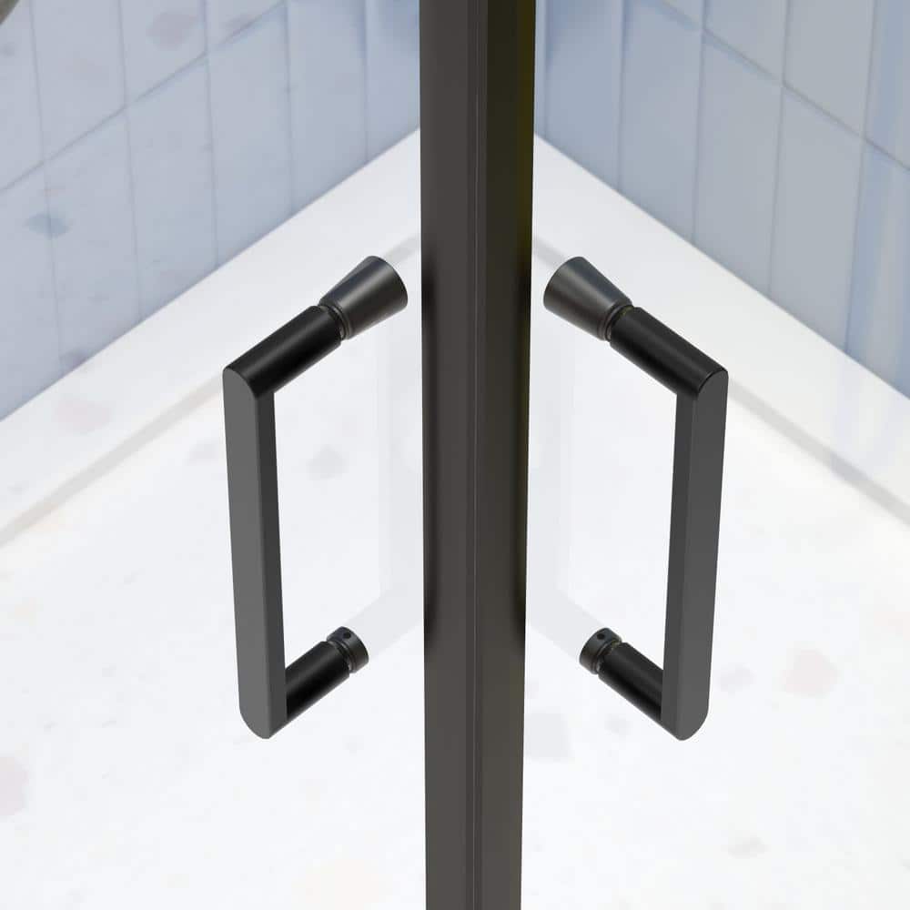 waterpar 34.63 in. W x 72 in. H Neo Angle Sliding Frame Corner Shower Enclosure in Matte Black