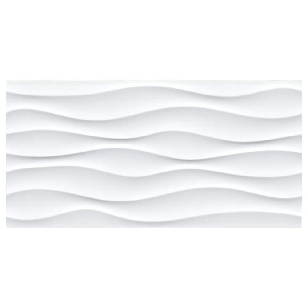 MSI Dymo Wavy White Glossy 12 in. x 24 in. Ceramic Wall Tile (16 sq. ft./Case)