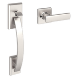 Kwikset Tavaris Satin Nickel Front Door Handle Only (No Deadbolt) with Vedani Lever