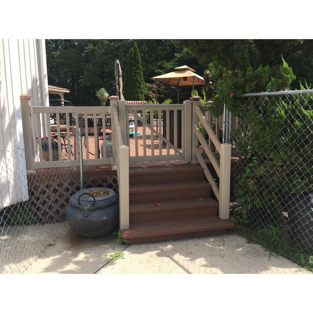 Weatherables Walton 3 ft. H x 5 ft. W Tan Vinyl Railing Gate Kit