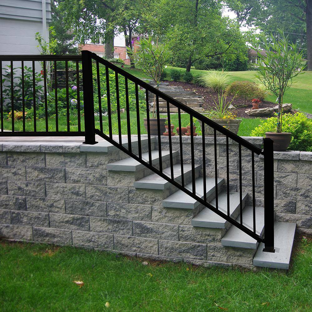 Weatherables Arlington 36 in. H x 72 in. W Textured Black Aluminum Stair Railing Kit