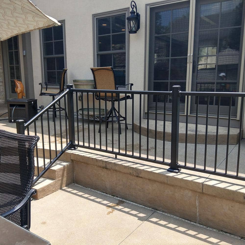 Weatherables Stanford 36 in. H x 96 in. W Textured Black Aluminum Stair Railing Kit