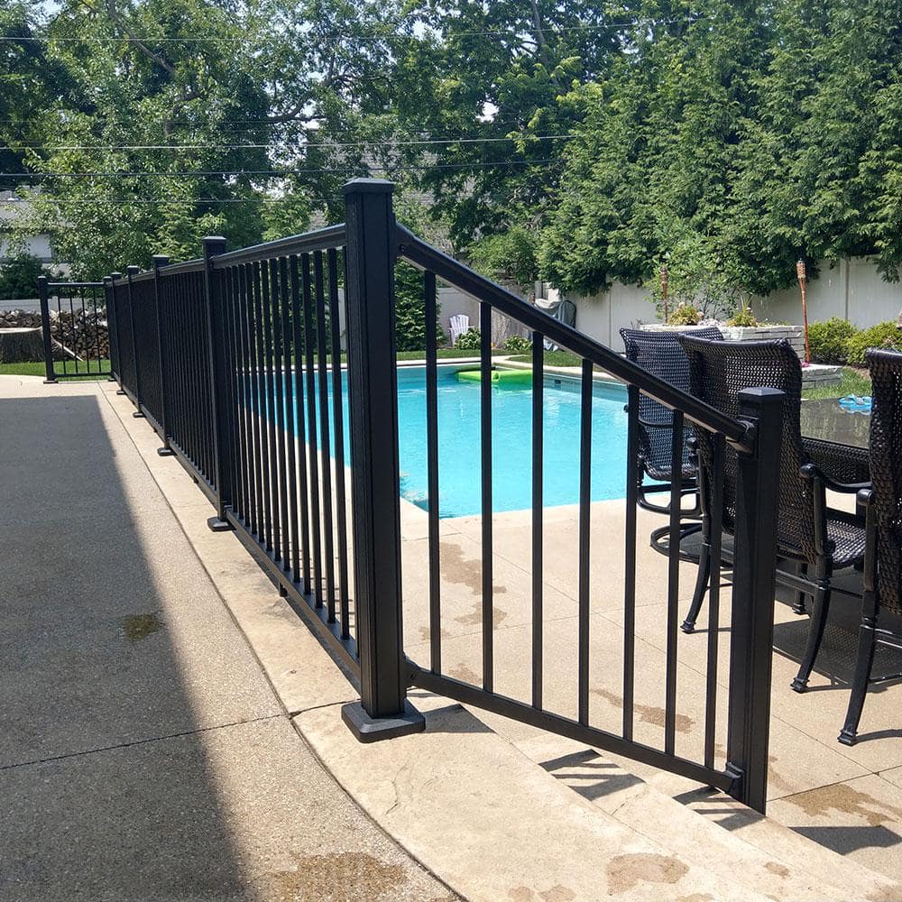 Weatherables Stanford 36 in. H x 96 in. W Textured Black Aluminum Stair Railing Kit