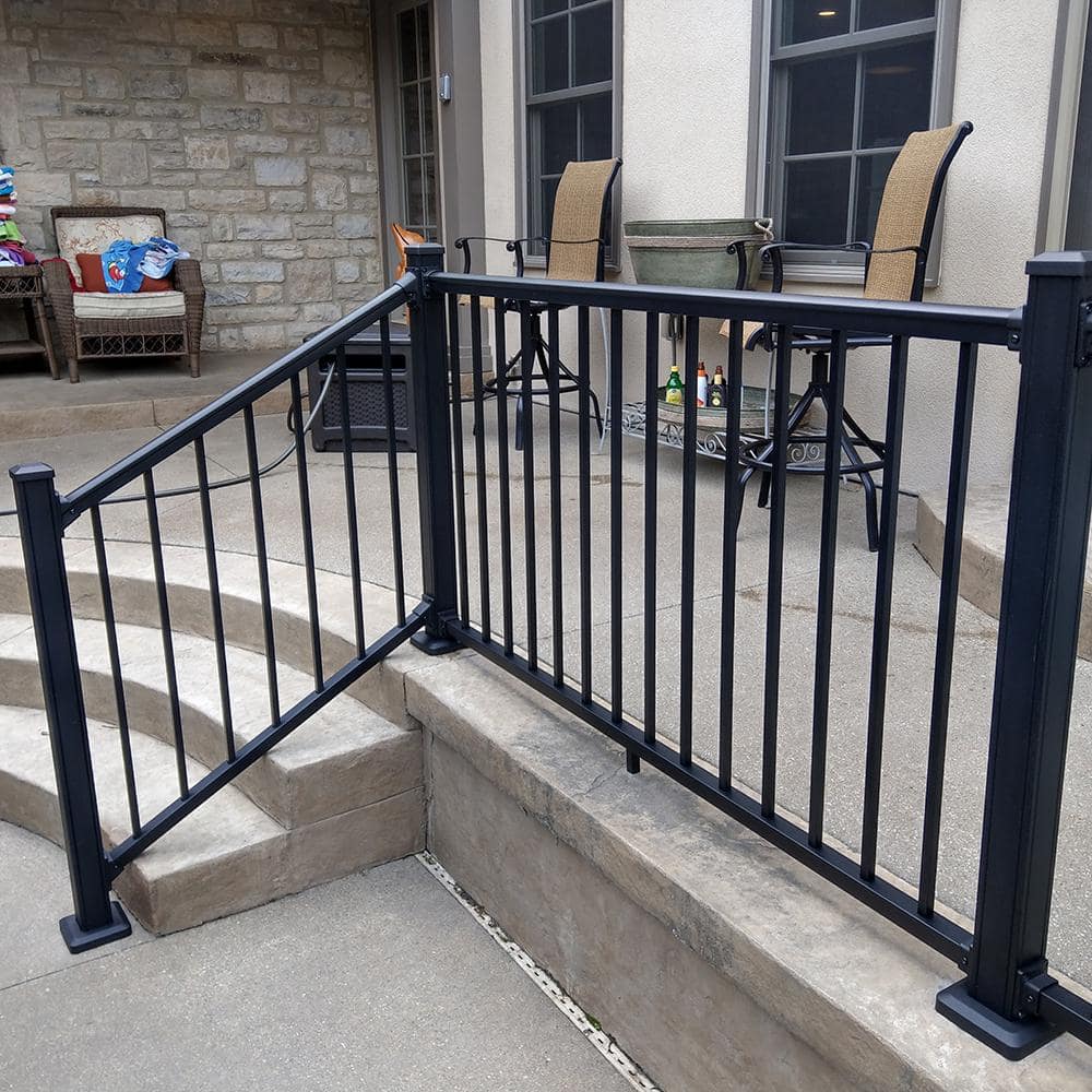 Weatherables Stanford 36 in. H x 96 in. W Textured Black Aluminum Stair Railing Kit