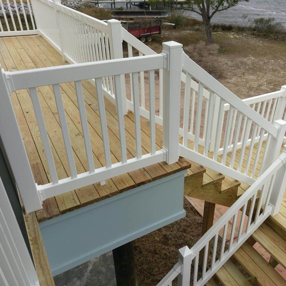 Weatherables Naples 3 ft. H x 8 ft. W White Vinyl Railing Kit