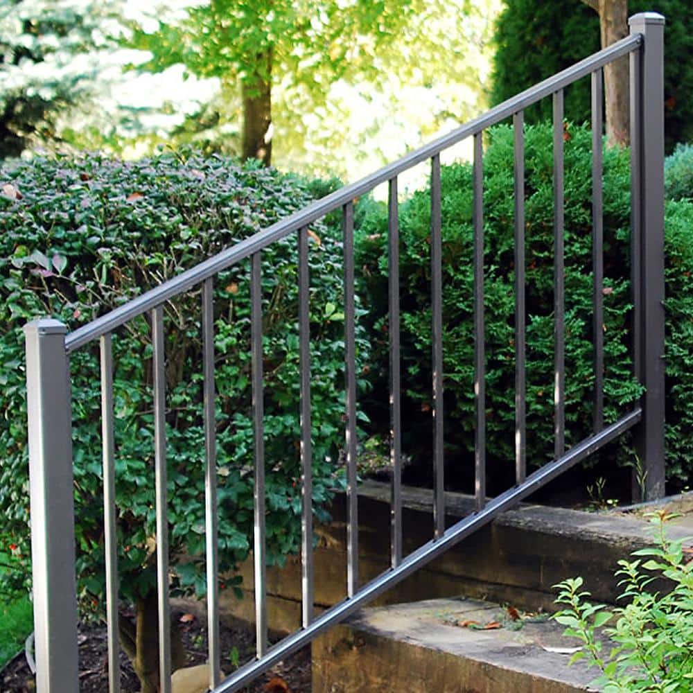 Weatherables Classic Square 3.5 ft. H x 70-1/2 in. W Textured Black Aluminum Stair Railing Kit