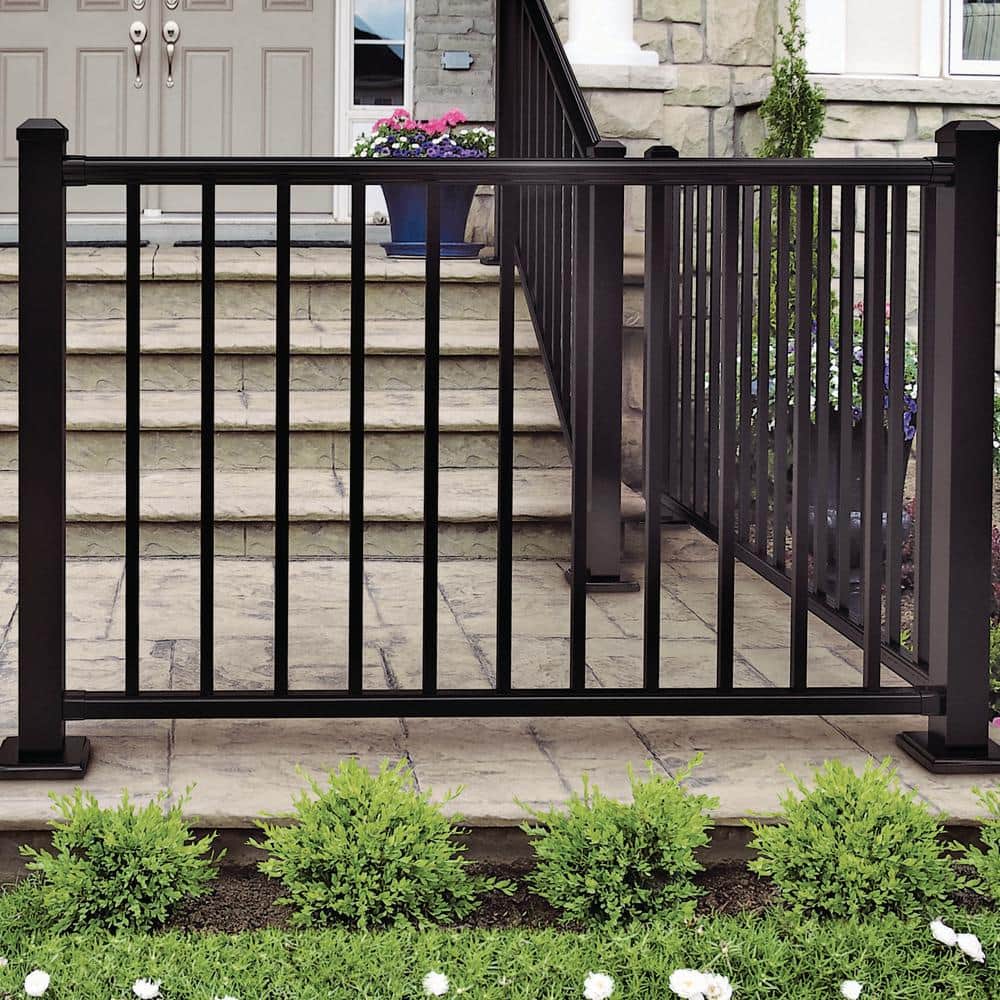 Weatherables Classic Square 3.5 ft. H x 70-1/2 in. W Textured Black Aluminum Stair Railing Kit