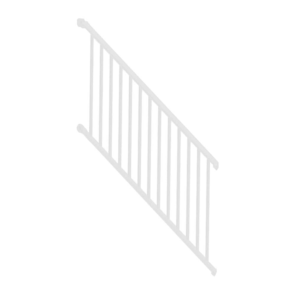 Weatherables Classic Square 34 in. x 70-1/2 in. Textured White Aluminum Stair Railing Kit