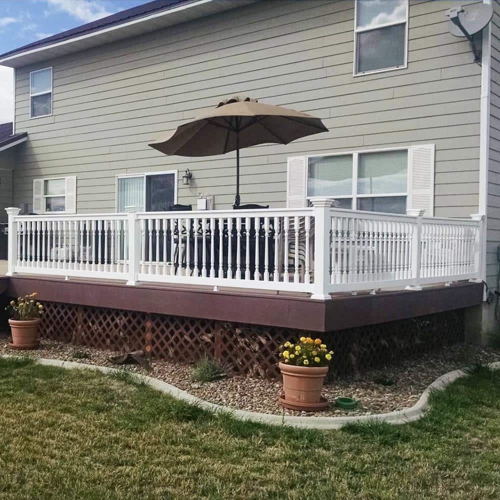 Weatherables Delray 3.5 ft. H x 8 ft. W Vinyl White Railing Kit with Colonial Spindles