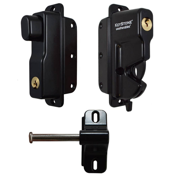 Weatherables Keystone Black Zinc Diecast Metal 2-Sided Key-Lockable Gate Latch