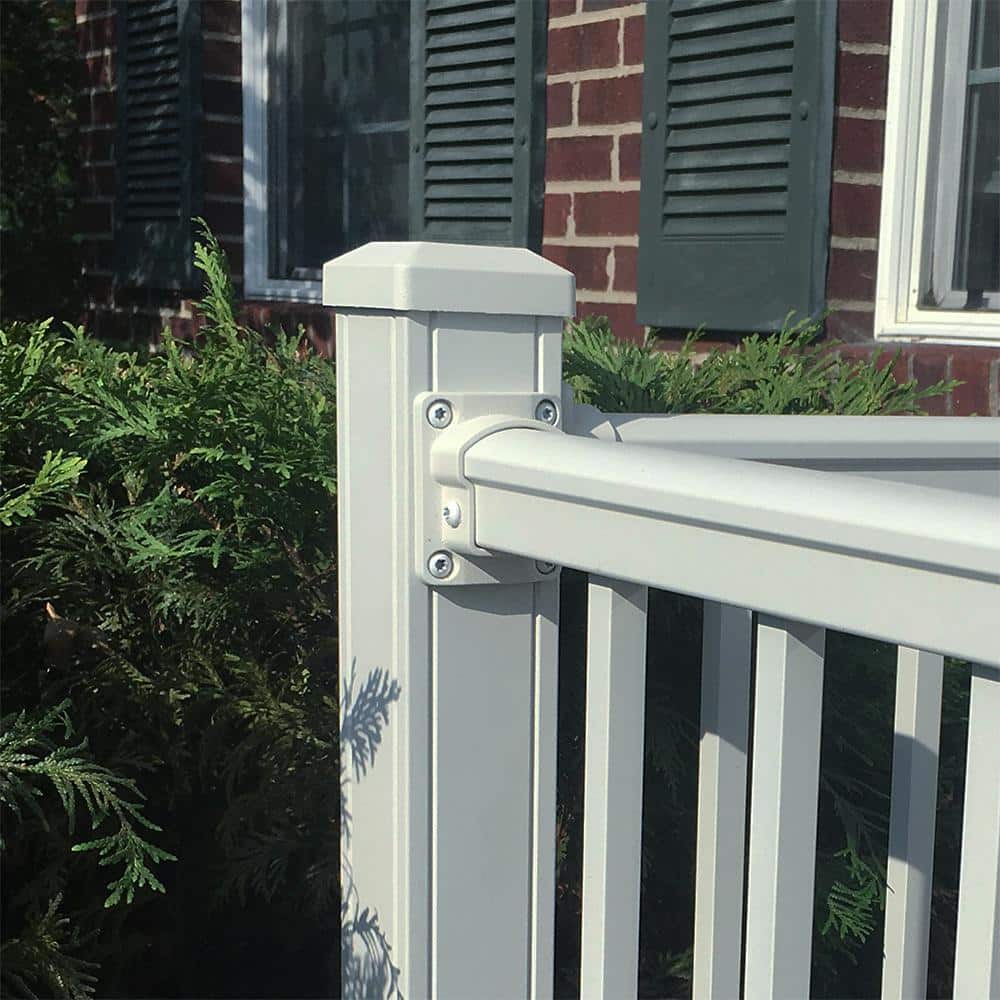 Weatherables Stanford Textured White Aluminum Straight Railing Bracket Kit (4-Piece)