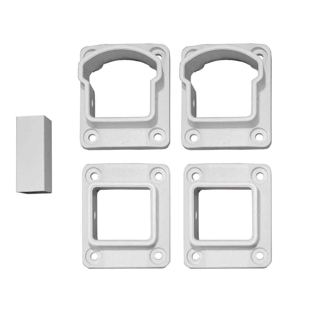 Weatherables Stanford Textured White Aluminum Straight Railing Bracket Kit (4-Piece)