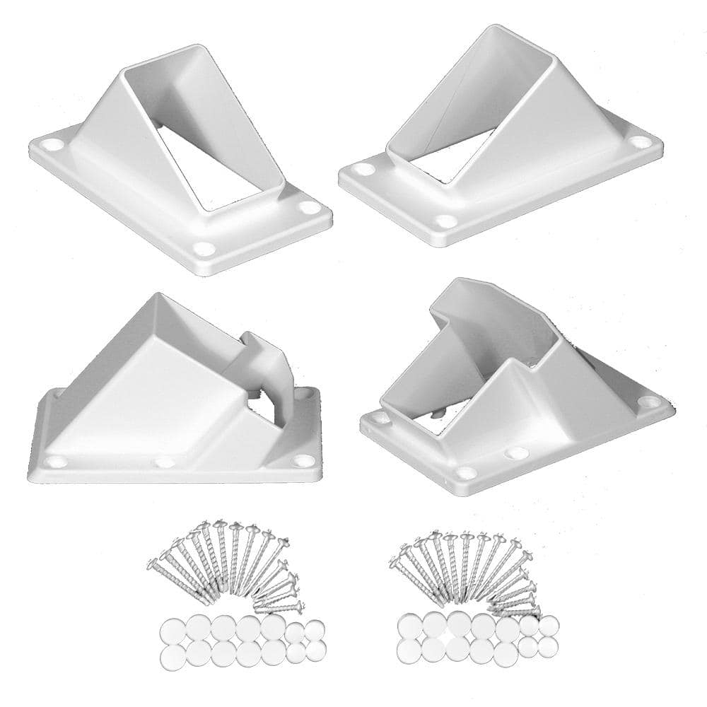 Weatherables Riviera White Stair Railing Bracket Kit (4-Piece)