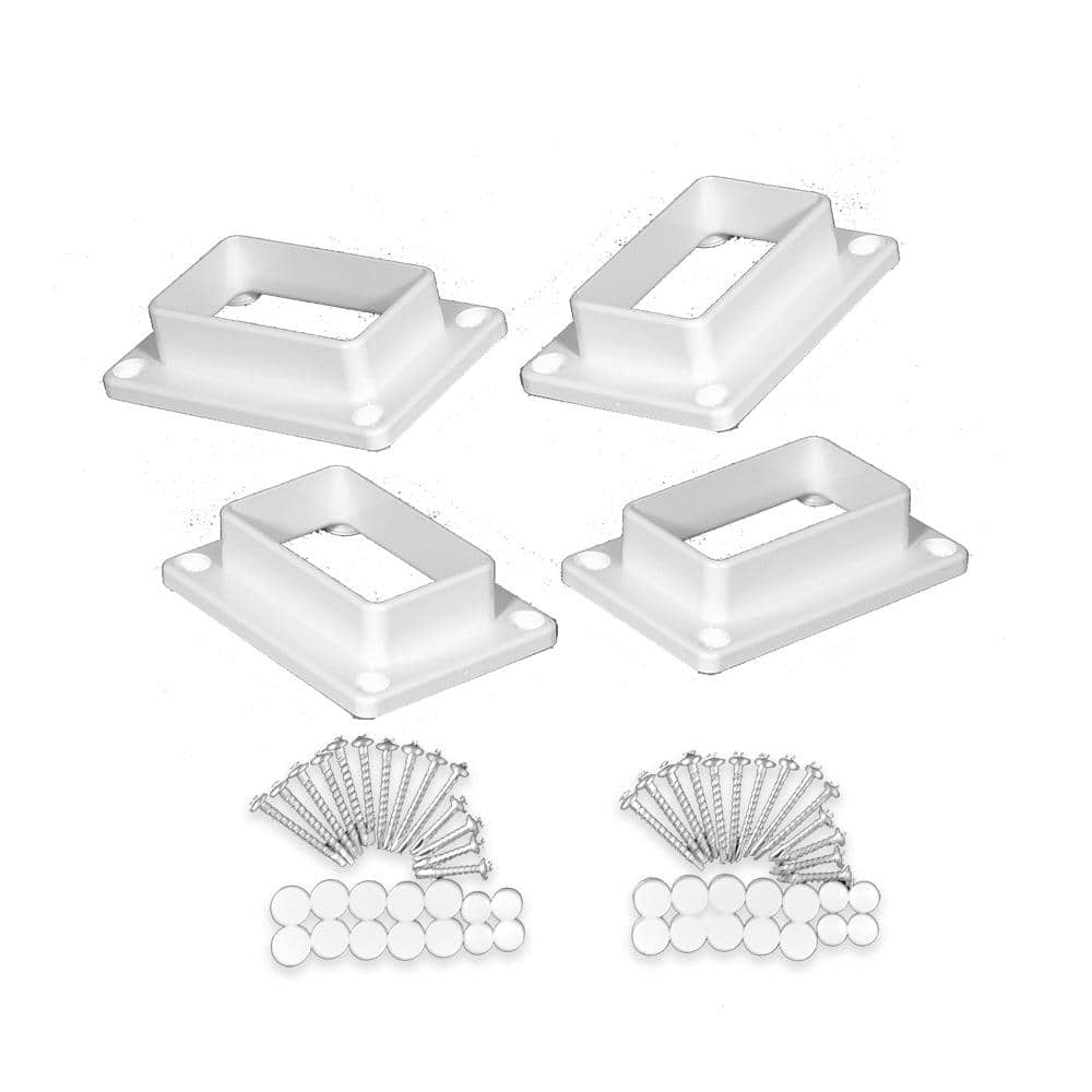 Weatherables Naples White Straight Railing Bracket Kit (4-Piece)