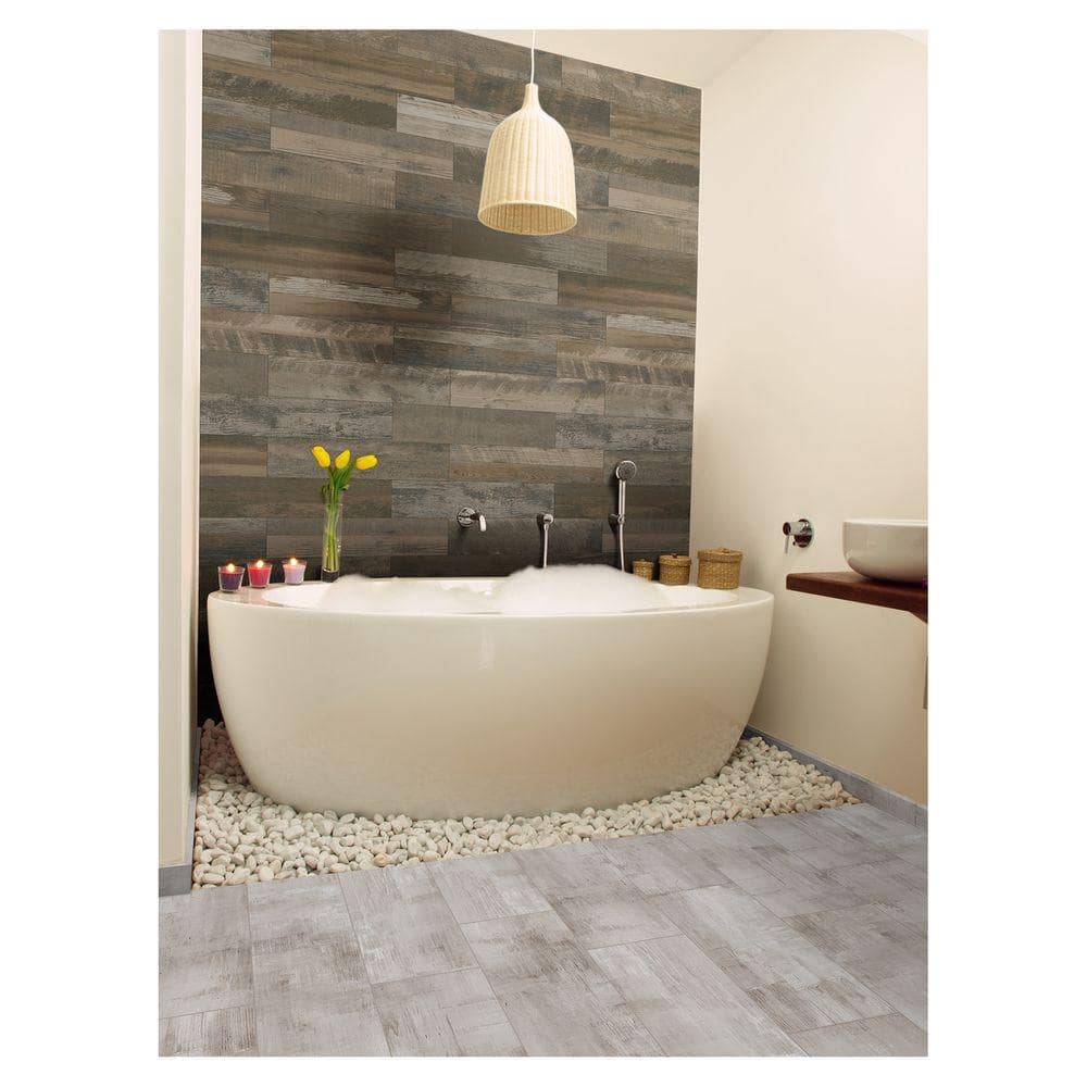 Marazzi Montagna Wood Weathered Gray 6 in. x 24 in. Porcelain Floor and Wall Tile (14.53 sq. ft. per case)