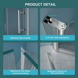 WELLFOR 32 in. W x 72 in. H Bifold Frameless Shower Door with Tempered Clear Glass in Brushed Nickel