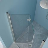 WELLFOR 32 in. W x 72 in. H Bifold Frameless Shower Door with Tempered Clear Glass in Brushed Nickel