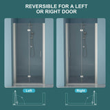 WELLFOR 32 in. W x 72 in. H Bifold Frameless Shower Door with Tempered Clear Glass in Brushed Nickel