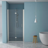 WELLFOR 32 in. W x 72 in. H Bifold Frameless Shower Door with Tempered Clear Glass in Brushed Nickel