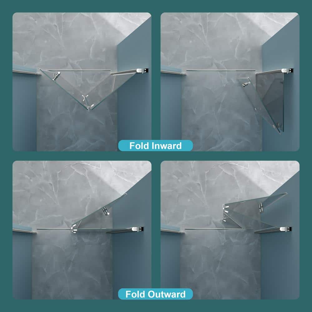 WELLFOR 32 in. W x 72 in. H Bifold Frameless Shower Door with Tempered Clear Glass in Chrome