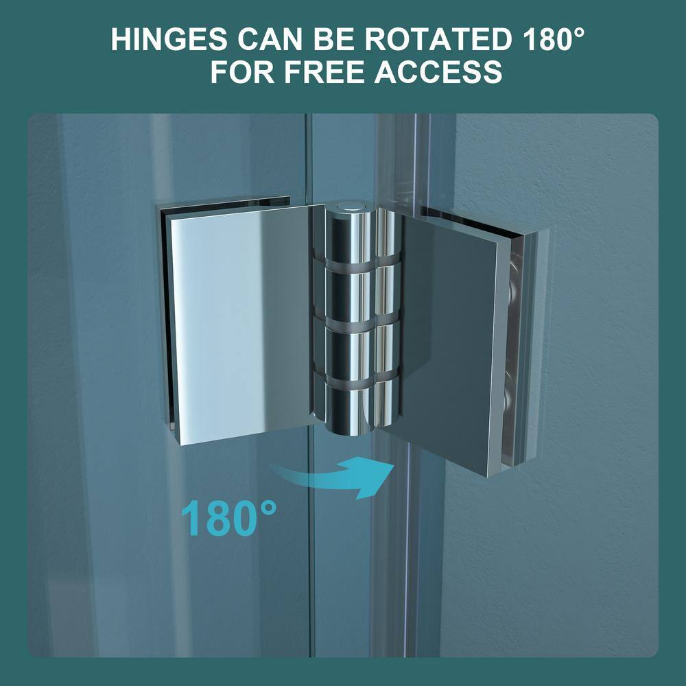 WELLFOR 32 in. W x 72 in. H Bifold Frameless Shower Door with Tempered Clear Glass in Chrome