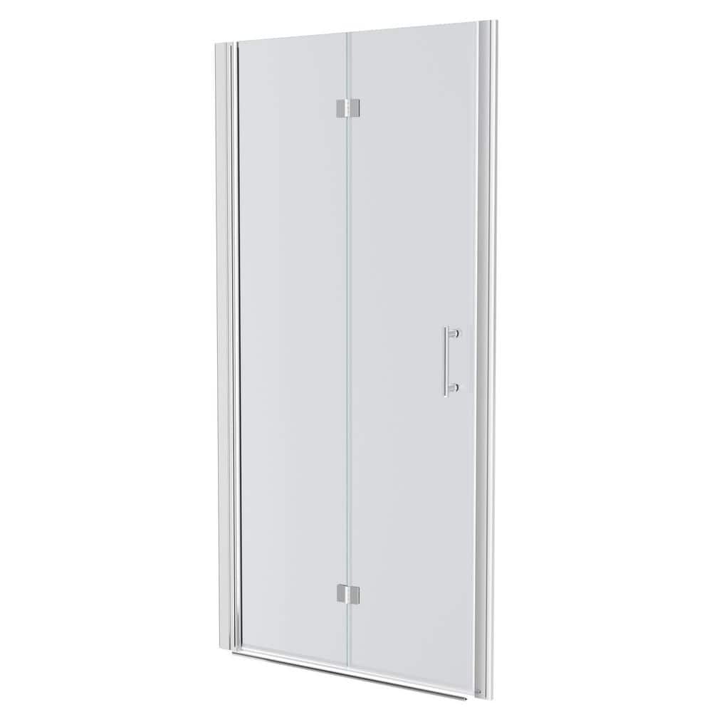 WELLFOR 32 in. W x 72 in. H Bifold Frameless Shower Door with Tempered Clear Glass in Chrome