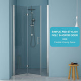 WELLFOR 32 in. W x 72 in. H Bifold Frameless Shower Door with Tempered Clear Glass in Chrome