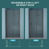 WELLFOR 32 in. W x 72 in. H Bifold Frameless Shower Door with Tempered Clear Glass in Matte Black