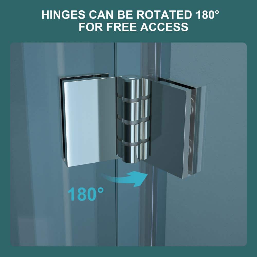 WELLFOR 34 in. W x 72 in. H Bifold Frameless Shower Door with Tempered Clear Glass in Chrome