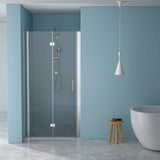 WELLFOR 34 in. W x 72 in. H Bifold Frameless Shower Door with Tempered Clear Glass in Chrome