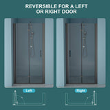 WELLFOR 34 in. W x 72 in. H Bifold Frameless Shower Door with Tempered Clear Glass in Matte Black