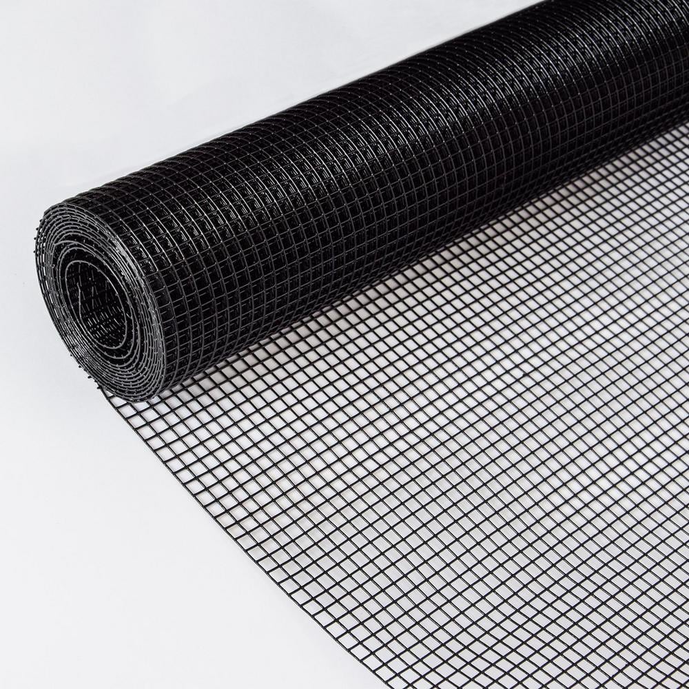 WELLFOR 4 ft. H x 50 ft. W Galvanized Iron 19-Gauge Chain Link Fabric Roll in Black