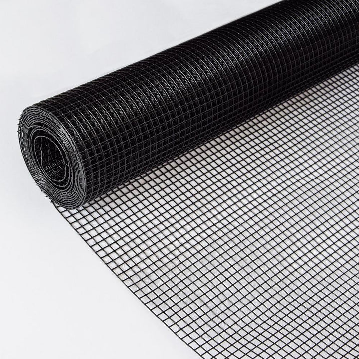 WELLFOR 4 ft. H x 50 ft. W Galvanized Iron 19-Gauge Chain Link Fabric Roll in Black