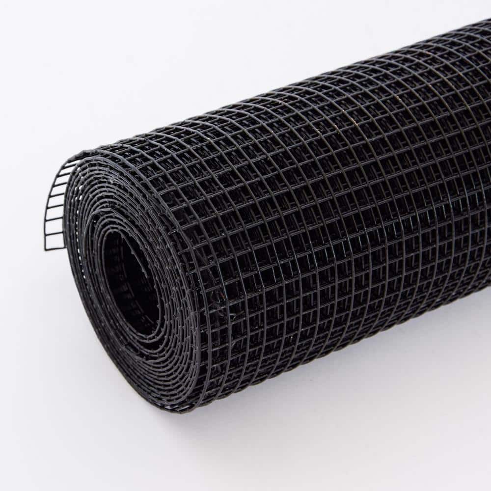 WELLFOR 4 ft. H x 50 ft. W Galvanized Iron 19-Gauge Chain Link Fabric Roll in Black