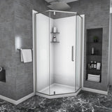 WELLFOR 34 in. x 72 in. Neo Angle Pivot Semi Frameless Corner Shower Enclosure in Brushed Nickel